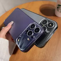 Luxe Mat Grande Fenêtre Caméra Lentille Protecteur Couverture Arrière pour iPhone 14 Pro Max 15 Pro Max AG Verre Placage Dur Galvanoplastie