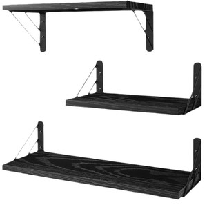 Wall Mounted <b>Shelf</b> Wooden Panel Iron <b>Bracket</b> 100x60cm Heavy Duty Storage For Living Room Bedroom - Product Image 5