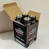 Caja de Papel para Bebidas en Lata Delgada de 250 ml, Diseño Personalizado, Impresión Completa, Cierre Automático, Paquete de 4, para Envasado de Regalos al por Menor