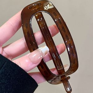 Simple Elegant Oval Crystal Hair <b>Clip</b> for Women Twist Detail Back Head Large Size Perfect Updos Voluminous Hairstyles Gift - Product Image 2