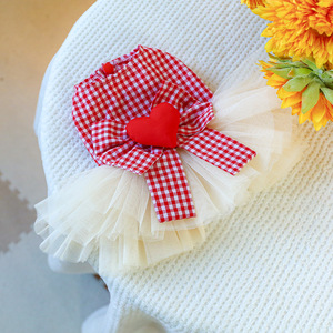 Jupe en tissu doux et moelleux pour chien, motif écossais avec nœud, style princesse, pour animaux de compagnie, mode canine - Product Image 6