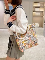 Bolso de hombro de lona para mujer y niña, bolso cruzado de tela no tejida para trabajo en la playa, escuela, viajes, compras