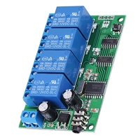 Module de relais de télécommande avec décodeur de signal sonore DTMF 4 canaux MT8870 AD22B04 12V DC pour PLC et maison intelligente avec câble 3,5 mm B417