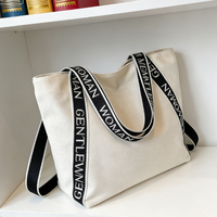 Sac fourre-tout en toile de coton coréen populaire, réutilisable, recyclé, avec poignée renforcée, imprimé, pour l'usage quotidien des étudiants