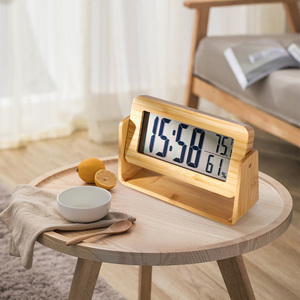 Thời trang kỹ thuật số Đồng hồ báo thức với nhiệt độ và độ ẩm LCD hiển thị bằng gỗ kỹ thuật số bàn bảng đồng hồ reloj - Product Image 5