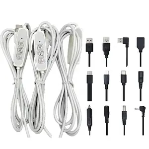 White Dimmable 5W 12V LED USB Plug Plant Grow Lamp Cable with Timer