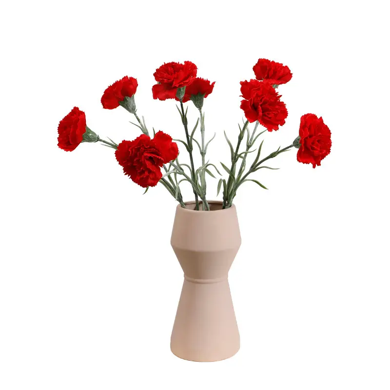 Zhuoou produzione diretta artificiale vera seta di garofani rossi regalo per la festa della mamma naturale Touch fiori di seta per l'arredamento della casa