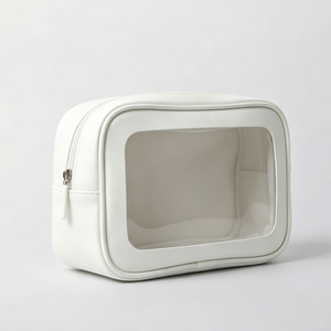 White PU Leather Women Makeup Bag PU Waterproof Cosmetic Bag Printed Loo Durable <b>Toiletry</b> Bag for Daily use - Product Image 2