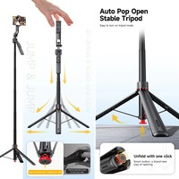 TT07 Perche à selfie pliable en alliage d'aluminium de 1,76 m avec suivi du visage IA, télécommande magnétique pour vlog et vidéo en direct