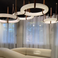 Lustre en marbre et albâtre personnalisé OEM, homologué CE, à intensité variable, pour salle à manger, salon, chambre, hôtel, villa, hall d'entrée