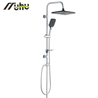 Ensemble de douche pluie en acier inoxydable en gros, colonne ronde avec pommeau de douche haute pression à économie d'eau et tuyau flexible