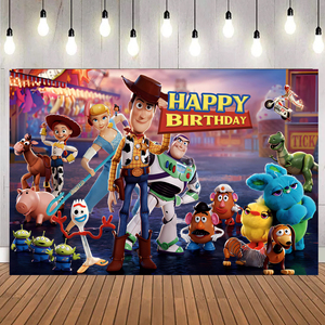 Personnage de dessin animé Toy Story toile de fond bannière personnalisée imprimée enfants garçon <span class=keywords><strong>joyeux</strong></span> <span class=keywords><strong>anniversaire</strong></span> fête décorations toile de fond bannière - Product Image 3