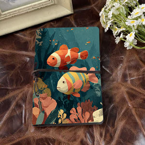 Cuaderno A6 de estilo vintage con colgante de corbata Hecho a mano 160 páginas Regalo ideal <span class=keywords><strong>para</strong></span> clientes corporativos con <span class=keywords><strong>peces</strong></span> Corales Plantas marinas - Product Image 2