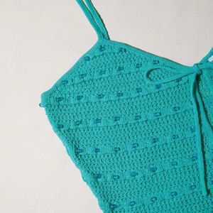 เดรสไหมพรมสีเขียวประดับลูกปัดแบบสายเดี่ยว ยาวปานกลาง แขนกุด ดีไซน์หรูหรา เซ็กซี่ สไตล์ลำลอง สำหรับฤดูร้อน ขายส่ง - Product Image 4