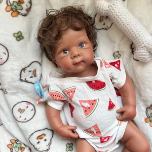 Muñeca Rebron de Silicona de Cuerpo Completo Betty Girl de 21 Pulgadas con Cabello Rizado Castaño, con Chupete, Bebé Pequeño para Niños, Coleccionistas y Artistas - Product Image 5