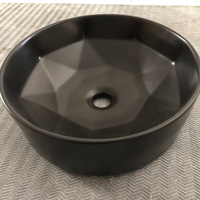 Moderne Vente à Chaud Prix d'Usine Rond et Diamant Style Céramique Comptoir Noir Mat Labavo Évier f Lavabo
