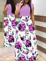 Robe Longue Maxi Fleurie Élégante d'Été 2024 pour Femmes, Ornée de Dentelle, à Pois, Style Mode Décontracté