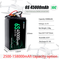 Batterie rechargeable OEM haute tension 6S 12S 14S 18S 24S 46000mAh 450000mAh pour drone FPV UAV