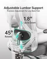 Hbada P3 avec appui-tête et accoudoir de soutien lombaire réglable en 2D Fonction d'inclinaison continue à 145 ° Chaise de bureau ergonomique