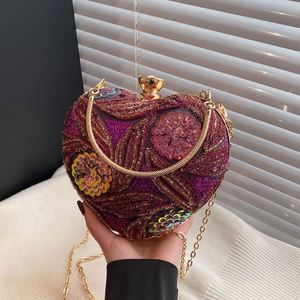 Women's 2025 Spring PU Single Strap Sequin Evening Bag with <b>Lock</b> Closure <b>Small</b> Size - Product Image 2