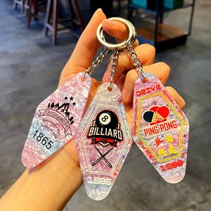 Custom <b>Anime</b> Style Diamond Rhombus Key Chain Premium PVC UV Printing Fashion Pattern Number Plate Bag Pendant Wholesale - Product Image 1