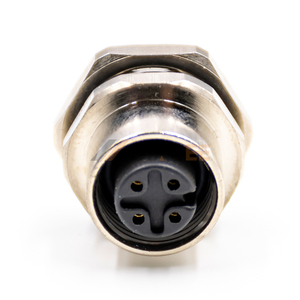 M12 Bölme Konnektörü 4 Pin Dişi A Kodlu Lehim Kaplı Düz Panel Montaj Jakı IP67 Sensör - Product Image 3