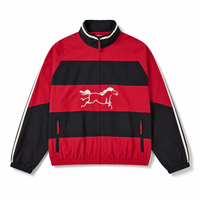 Veste de survêtement rétro vintage personnalisée pour homme, légère, avec blocs de couleur, broderie, en coton et nylon, coupe-vent, pull-over pour homme