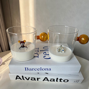 Dễ Thương 3D Phim Hoạt Hình Cao Thủy Tinh Borosilicate Vui Vẻ Cup Với Xử Lý Duy Nhất Hai Lớp Hộ Gia Đình Cốc Và Cốc - Product Image 5