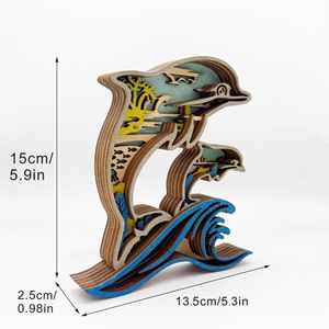 Uionen - Adornos de Madera Tallada con Forma de Delfín, Estilo Oceánico, Decoraciones para el Hogar y la Oficina - Product Image 4