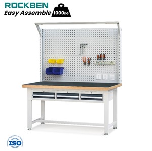 Rockben Superior Craftsmanship 3 ngăn kéo chịu mài mòn máy tính để bàn Heavy Duty hội thảo bàn làm việc được sử dụng với Pegboard - Product Image 1