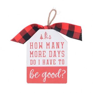 Art MDF en forme de rouge joyeux et lumineux avec ruban attaché sur une corde pour l'ornement suspendu d'arbre de Noël - Product Image 1