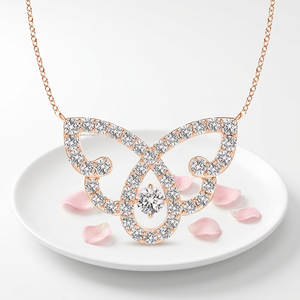 Pendentif Papillon en Diamant de Laboratoire Taille Ronde de Créateur Or 10K 14K 18K Argent 925 935 Bijou Tendance pour Mariage et Fête - Product Image 1
