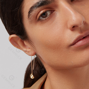 Bijoux Gemnel en argent 925, design asymétrique d'été avec perle d'eau douce, <span class=keywords><strong>nautilus</strong></span> en fil de lien poli, boucles d'oreilles - Product Image 4