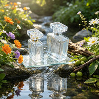 Flacon de parfum carré en verre avec bouchon en cristal, pulvérisateur à pression à baïonnette pour brume fine, flacon de parfum vide, approvisionnement direct usine