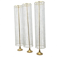 Support floral cascade de luxe en cristal, centre de table de mariage, décoration de table en métal doré