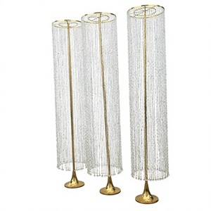 Centro de Mesa de Lujo con Soporte Alto de Cristal en Forma de Cascada para Bodas, Decoración de Mesa de Metal Dorado - Product Image 2