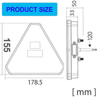 Feux de camion LED combinés en triangles, feux arrière néon LED pour camion, homologués E-mark 12/24V avec réflecteur, clignotant, feux de position et feux de brouillard arrière