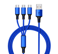 Kabel pengisi daya USB cepat 3 in 1, kabel pengisi daya ponsel/tipe-c/Android Multi fungsi Universal dengan cepat
