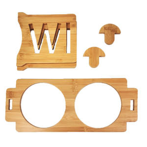 WDF kustom pabrik OEM tempat makan hewan peliharaan kucing anjing ditinggikan keramik dudukan mangkuk anjing kayu tempat makan hewan peliharaan bambu - Product Image 2