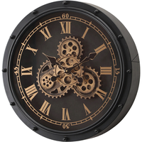 Jam dinding gir bergerak logam Modern Senior, jam dinding hitam artistik untuk ruang tamu, jam dinding Vintage
