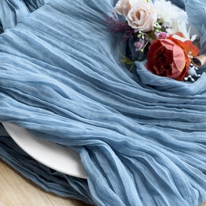 Tùy Chỉnh Polyester Gạc Đám Cưới Vải Vải Bảng Á Hậu Bụi Màu Xanh Bảng Runners Cho Đám Cưới Tiếp Tân - Product Image 2