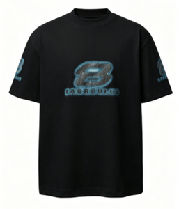 T-Shirt da Uomo Stile Y2K con Stampa Logo <span class=keywords><strong>B</strong></span> 3D Sfumato, Nero Lavato, Oversize in Cotone, Streetwear - Product Image 1