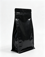 Sachet de café à fond plat personnalisé, pochette à haute barrière, impression de logo personnalisée, valve disponible pour l'emballage des grains de café