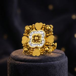 Anillo de Boda Cuadrado Dorado Vintage de Moda, Anillos Elegantes para Compromiso y Aniversario, Hechos en India, Regalo de Boda - Product Image 3