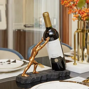 Soporte nórdico para botellas de vino, figuritas de bronce de Hercules, Kawaii artículos de decoración para el hogar, escritorio, accesorios