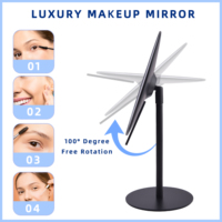 Miroir de maquillage rond noir mat, directement de l'usine, 90 cm °   Miroir cosmétique sur pied de style Ins, à angle réglable, qualité supérieure, OEM/ODM acceptés