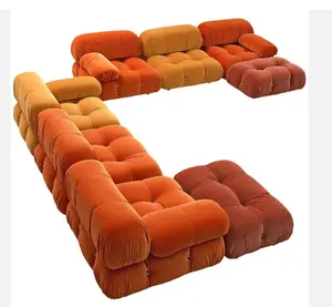 Home Furniture Mario Sectional Sofa Set Combination Velvet Modular Sofa Boucle Curve Sofa