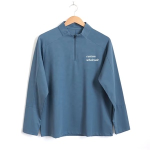 Wholesale Custom Logo Drop Shoulder Stand Collar Elasticity Sporty Moisture-Wicking Quick Drying 1/4 Zipper Men's Polo Shirts