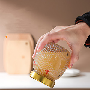 Bocaux en verre hermétiques transparents à rayures, grande capacité, pour confiture, cornichons, miel et sauces, avec couvercle à vis, 250ml, 380ml, 500ml - Vente en <span class=keywords><strong>gros</strong></span> - Product Image 4