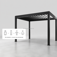 Pergola bioclimatique extérieure en aluminium thermolaqué, toit à lames motorisé, système d'ombrage télécommandé, étanche, pour un design moderne
